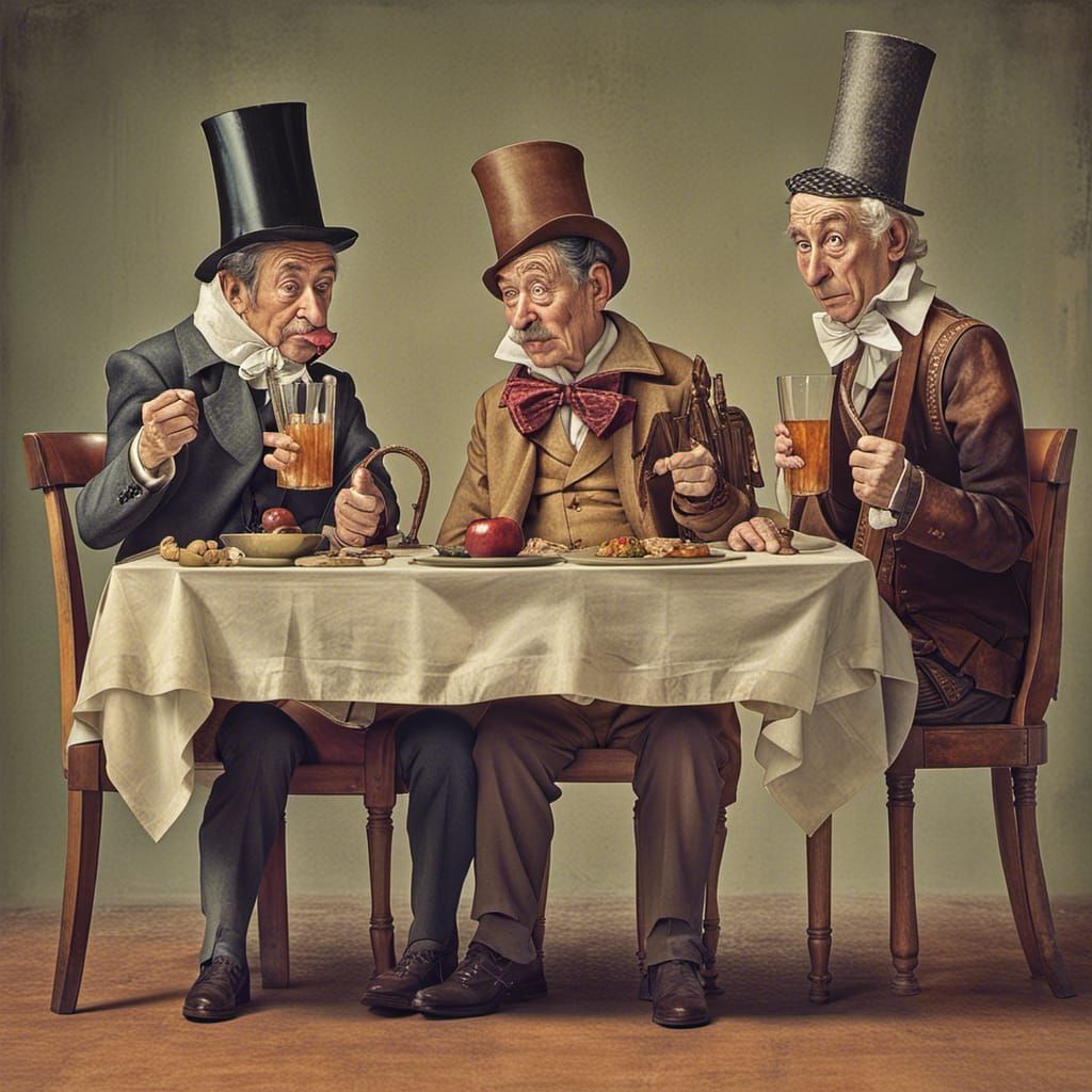 Ridiculous Characters at Comical Dinner Table