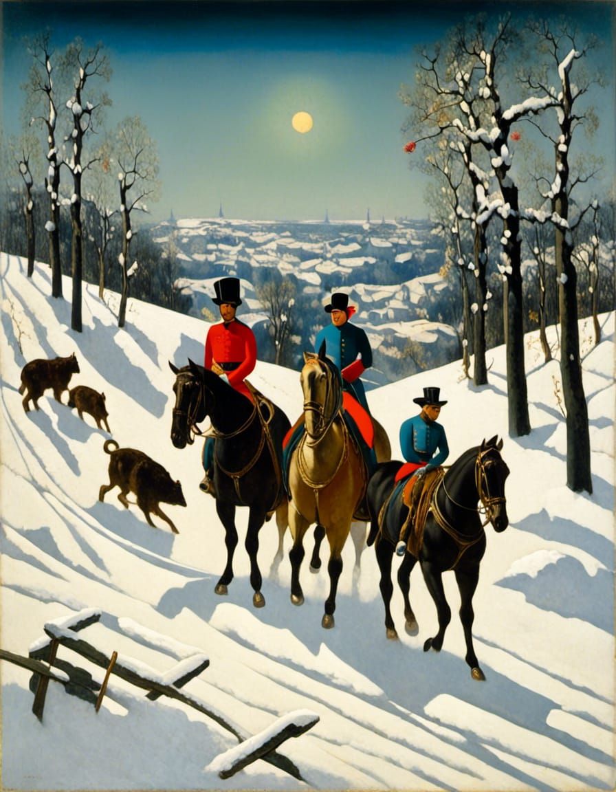 Surreal Bear Paw Print in Snow: Oil Painting