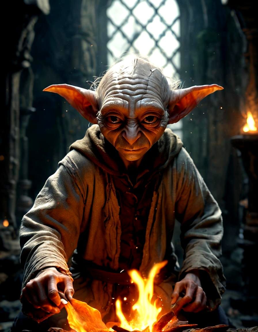 Goblin Dobby, extinguishing fire ...