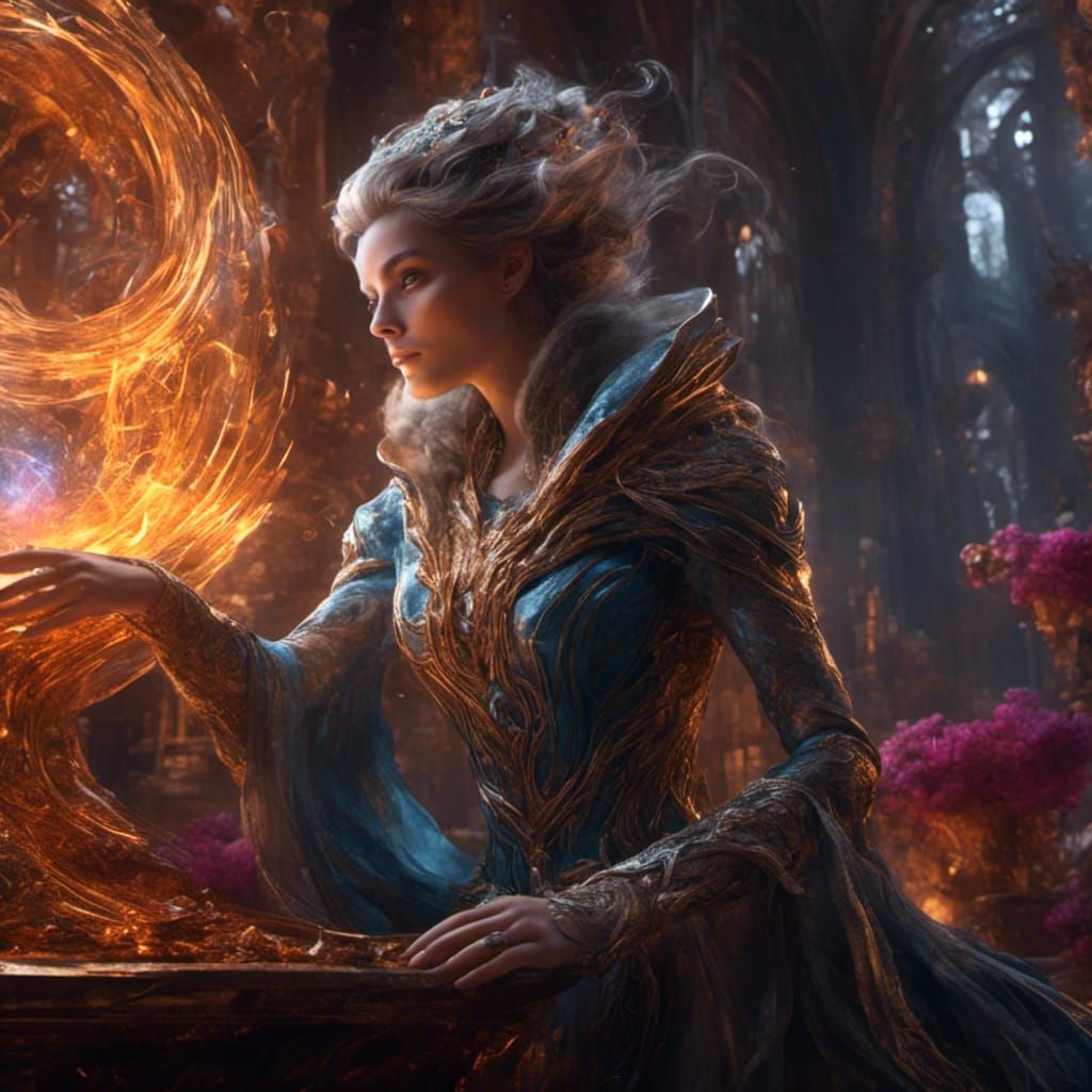 Ethereal Sorceress in Iridescent Hues