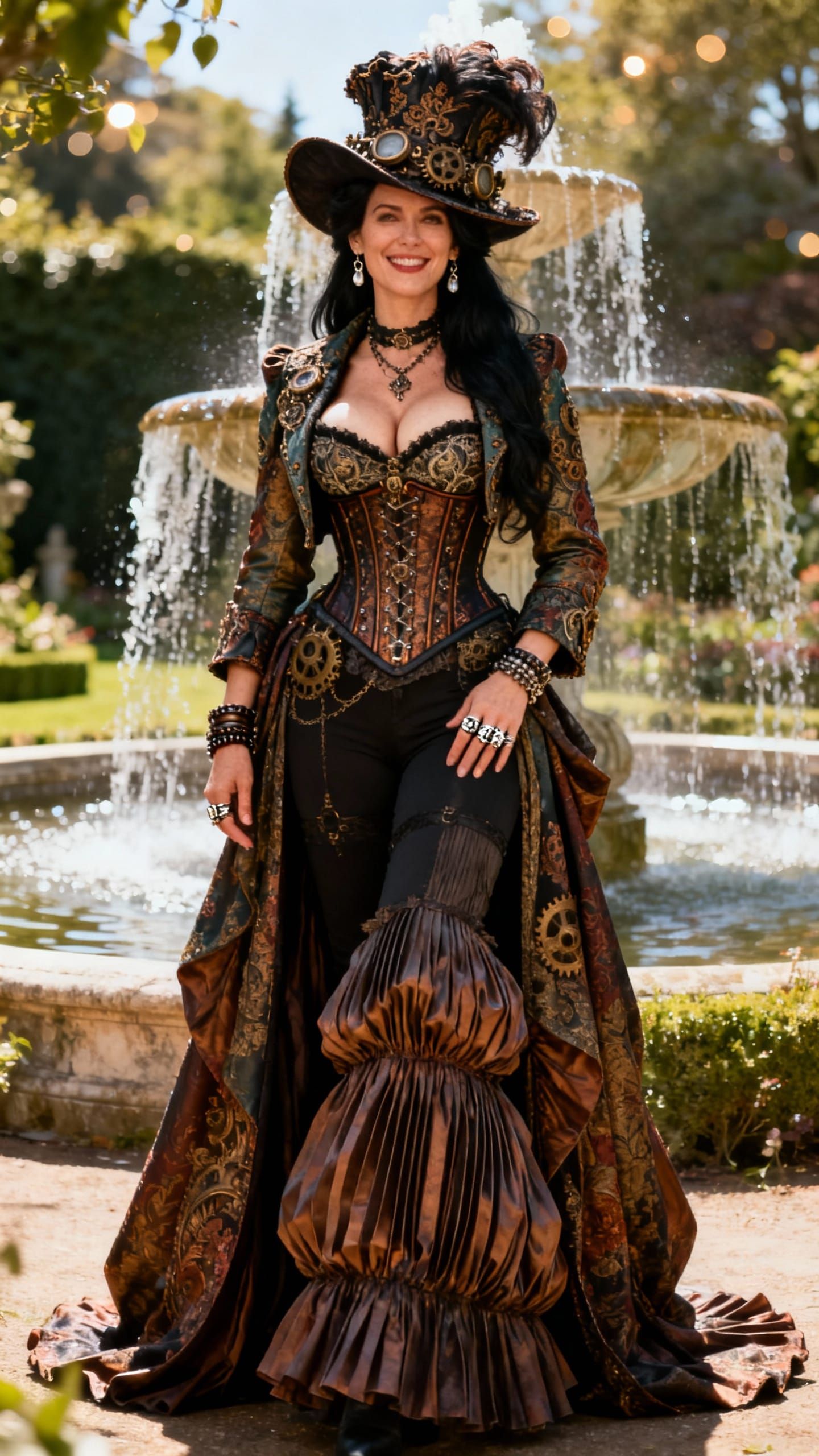 Steampunk Woman in Victorian Garden