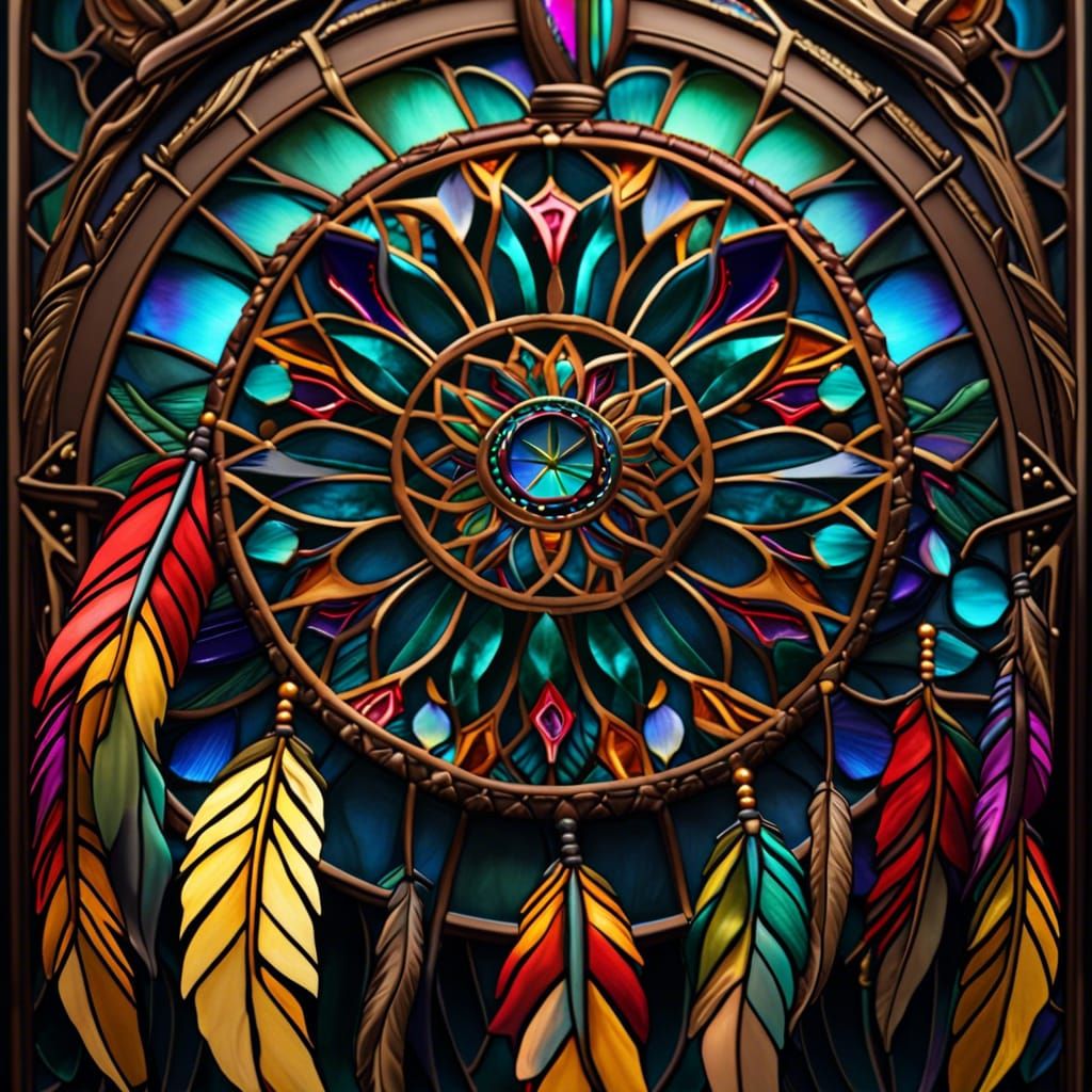 Hyperdetailed Stained Glass Dreamcatcher in Color