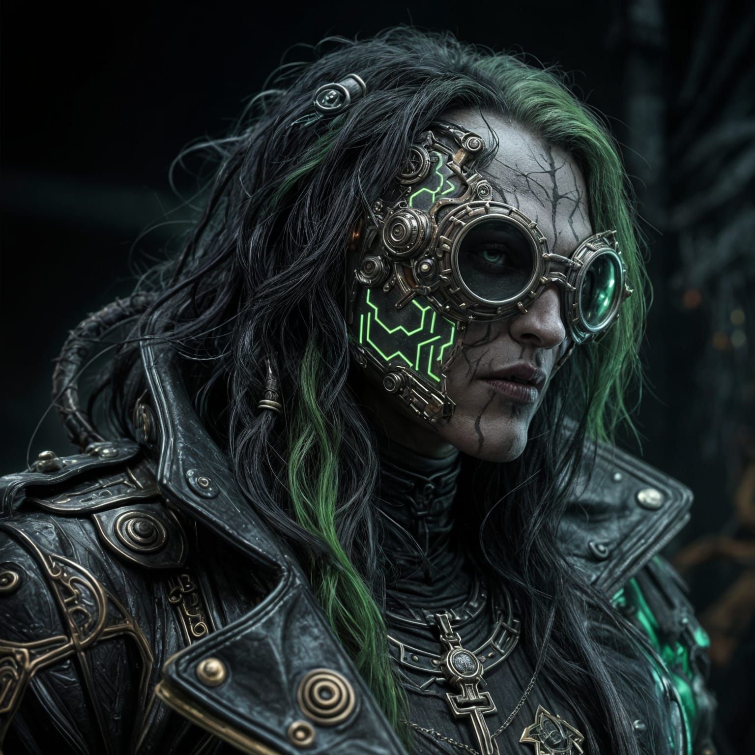 Cyberpunk Steampunk Character Close-Up