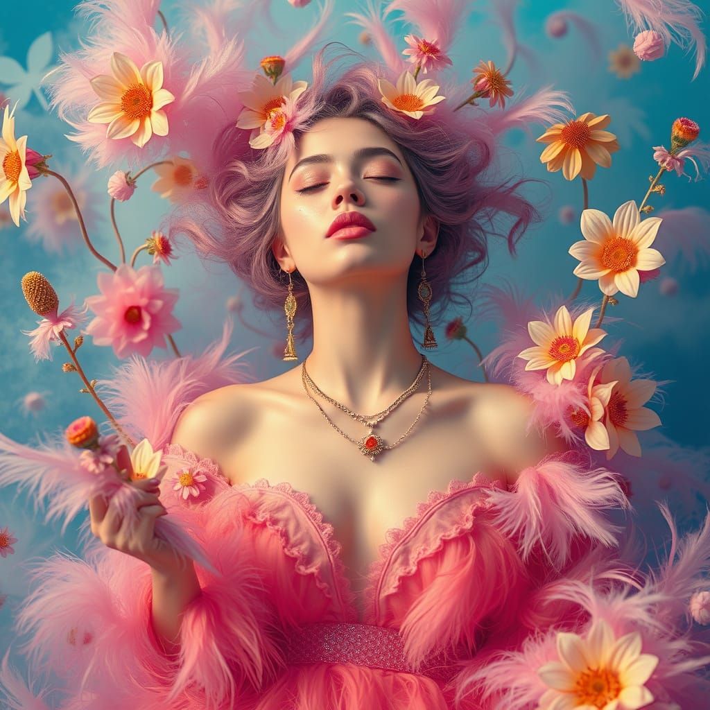 Whimsical Dreamer in a Kaleidoscope of Light