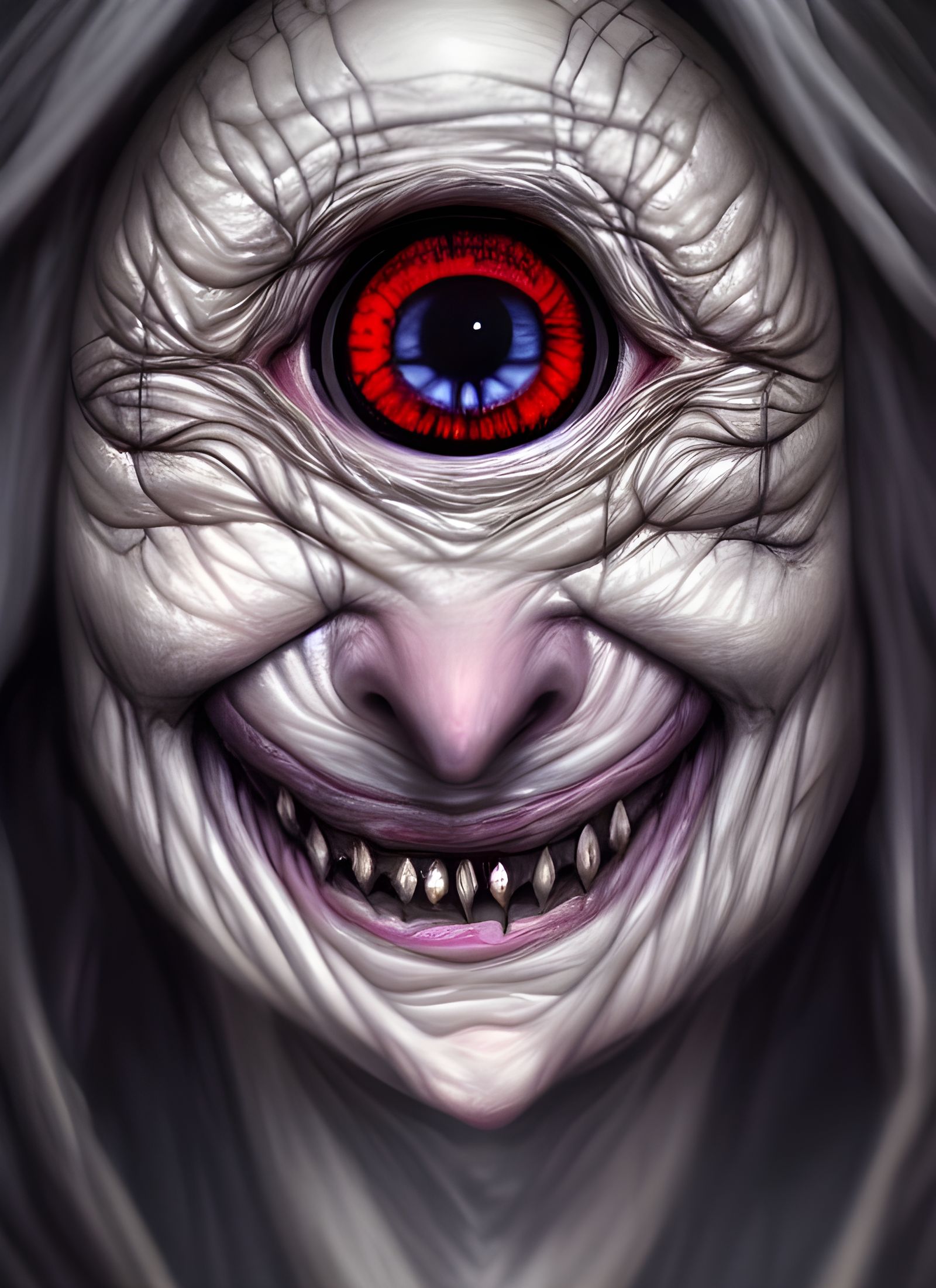 Sinister Victorian Hag Portrait, Grotesque Digital Art