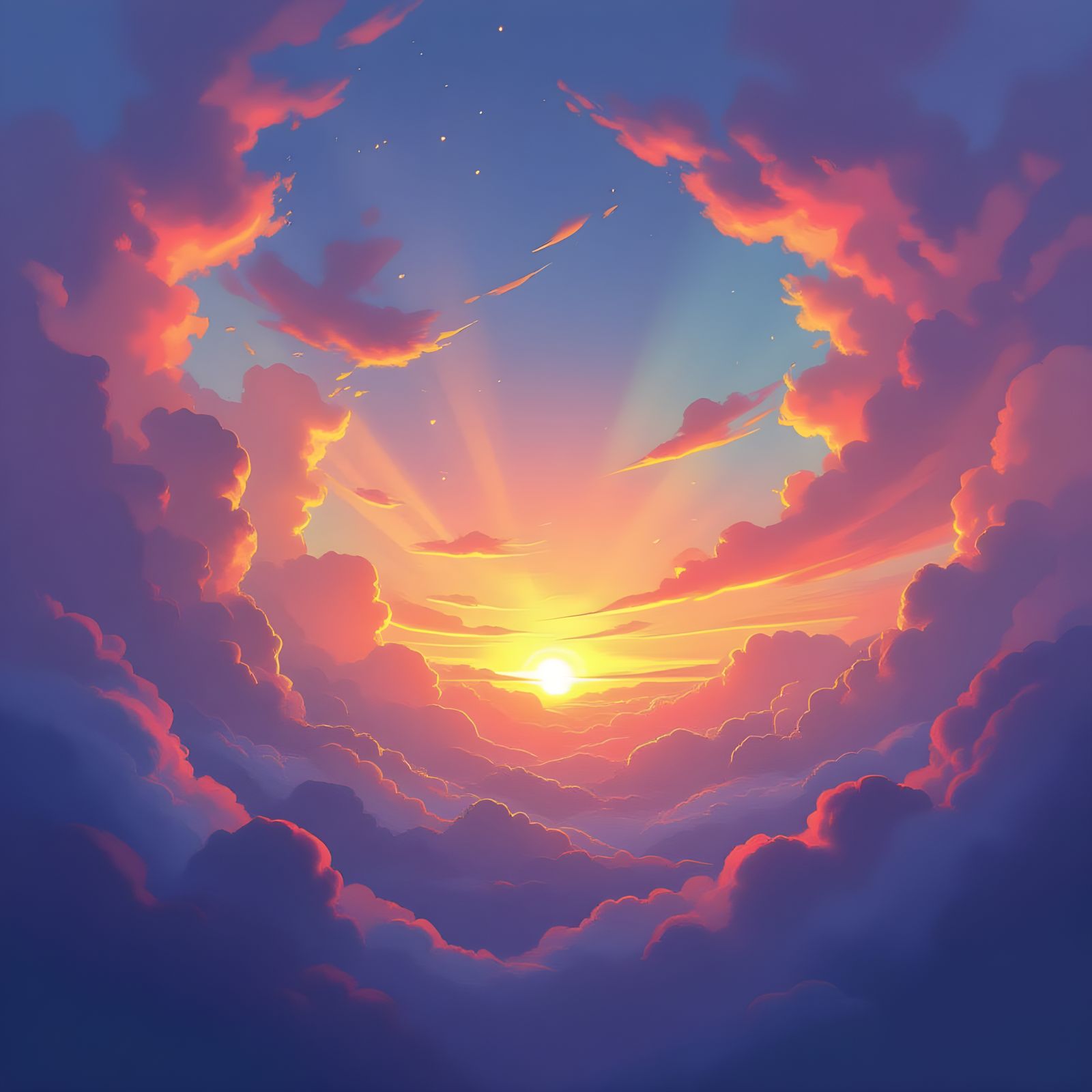 Rainbow Sky with Swirling Melodies in Dreamy Style
