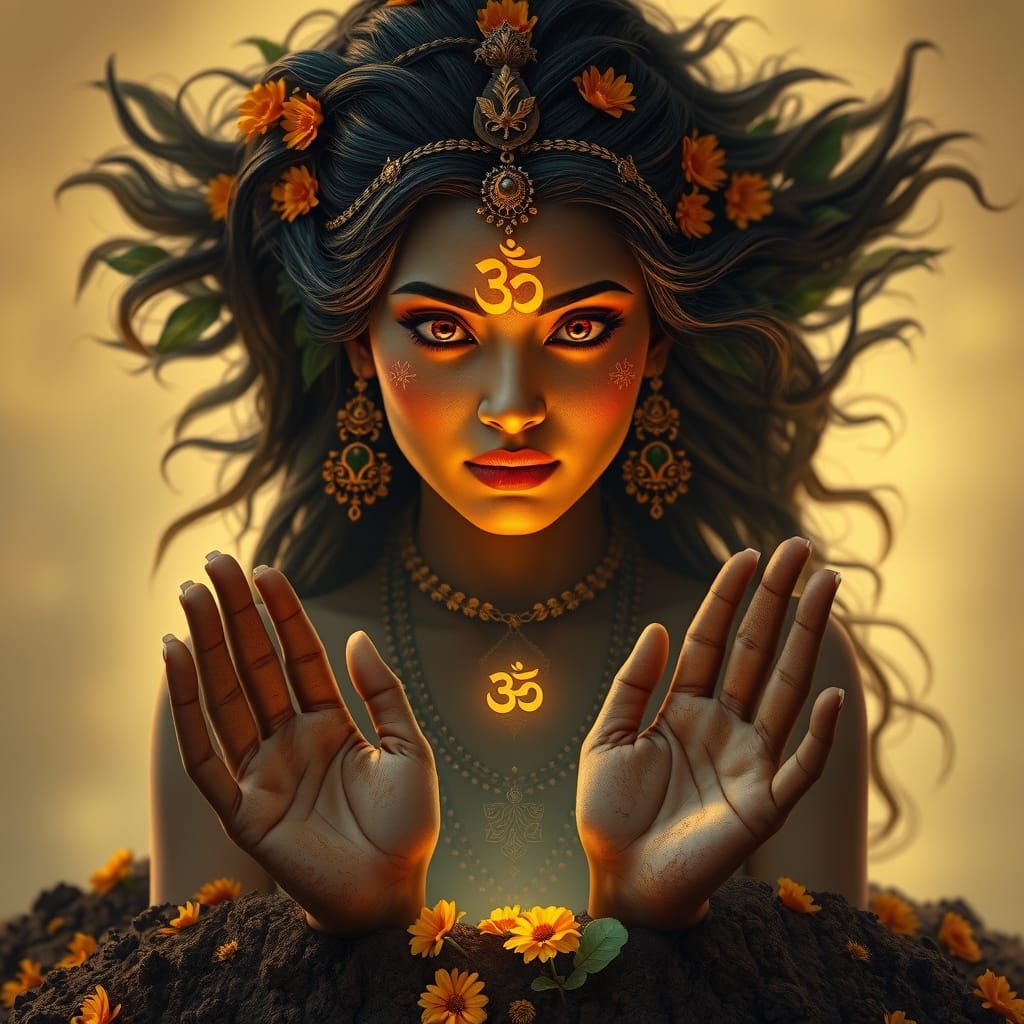 Indian Forest Spirit Formed by Marigold Petals