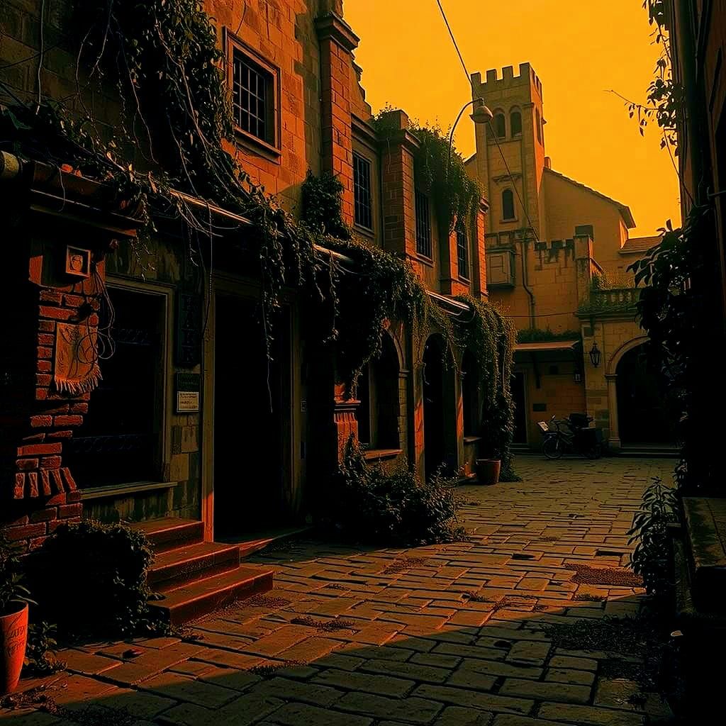 Abandoned City: Crumbling Structures and Lush Vegetation