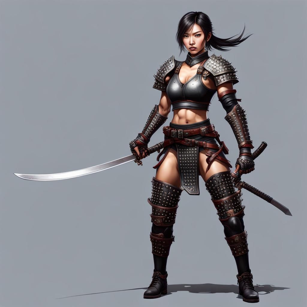 Asian Rogue Fighter with Twin Katanas