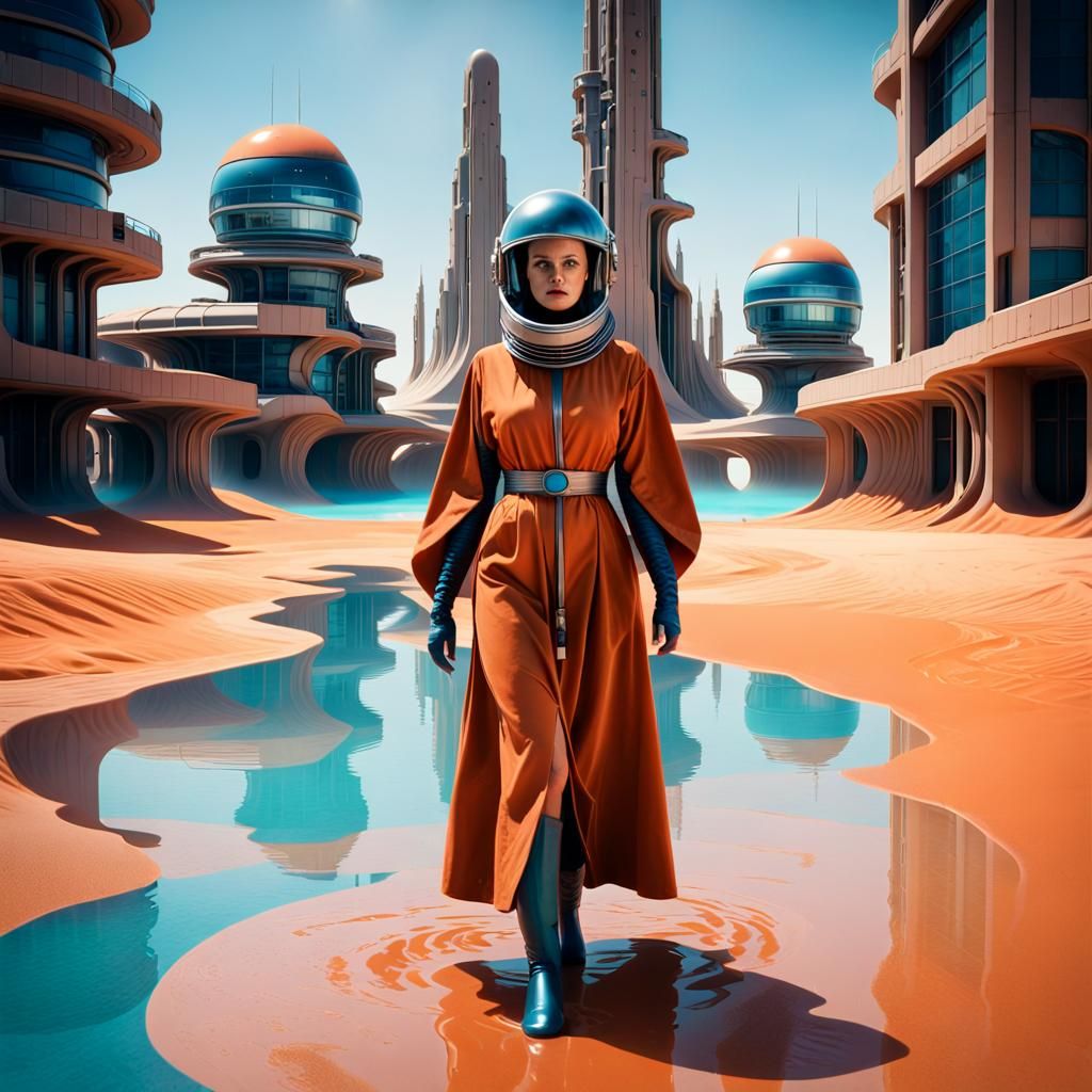 Retro Sci-Fi Woman on Orange Sands
