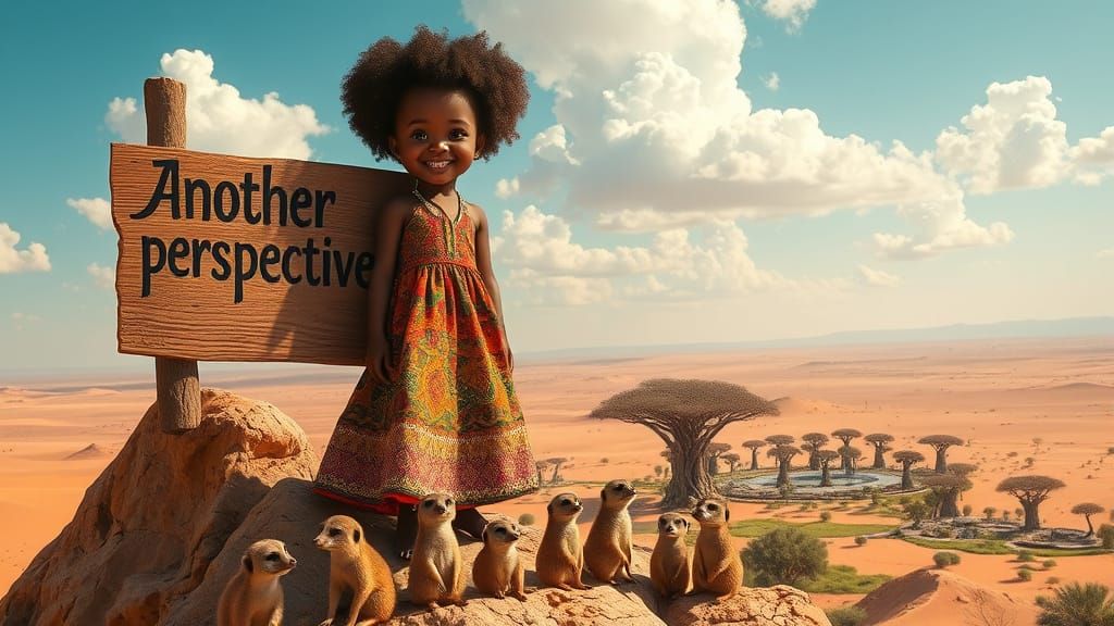 African Girl Embarks on Desert Oasis Adventure