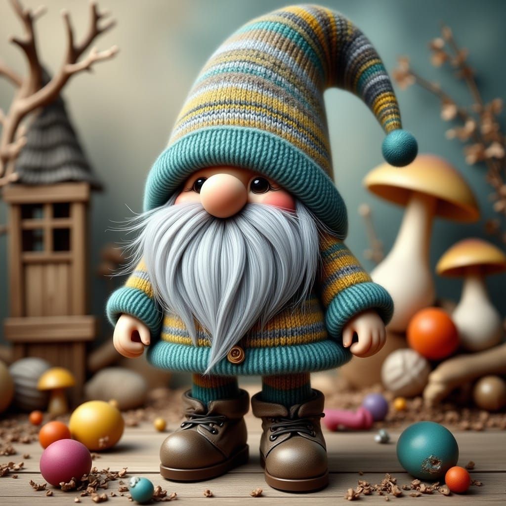 Nordic Gnome in Whimsical Fantasy Scene