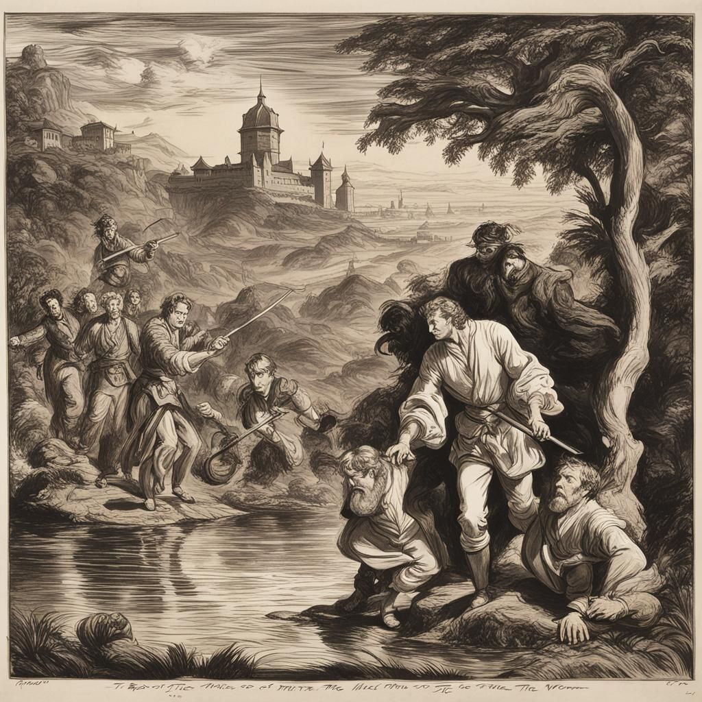 Gothic Horror Scene in Rubens Style