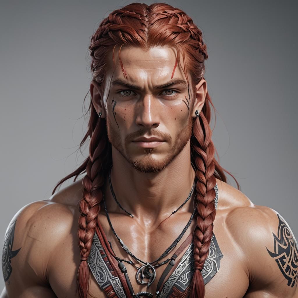 Hyperrealistic Alpha Male with Silver Eyes, 3D Anime Art