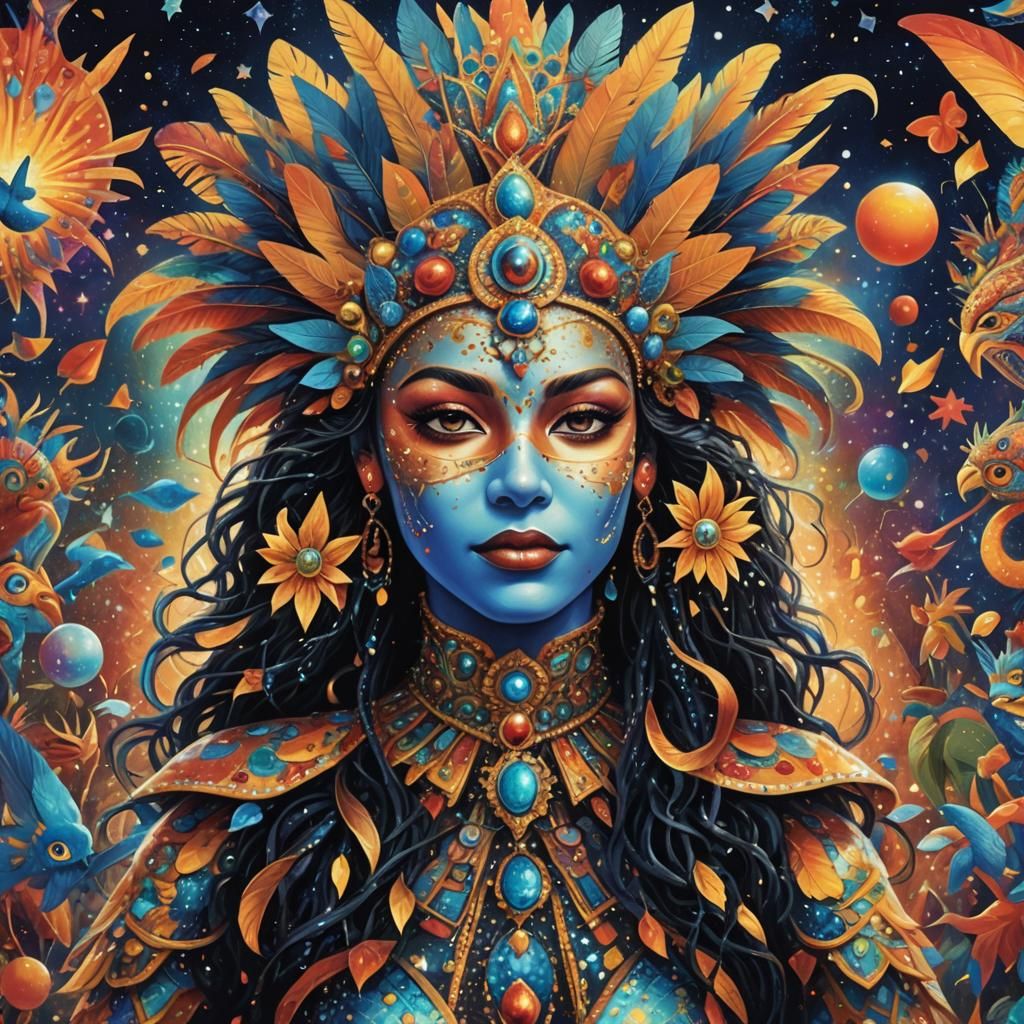 Rio Carnival: Holographic Astral Illustration