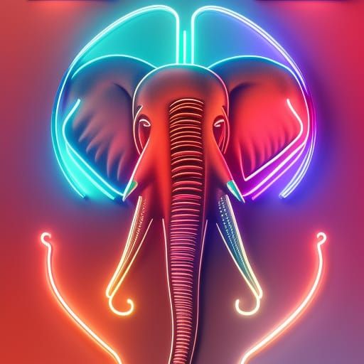 Neon Elephant Sign in Detailed Matte Painting