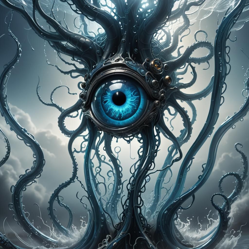 Biomechanical Glass Eye: 3D Rendering Concept Art