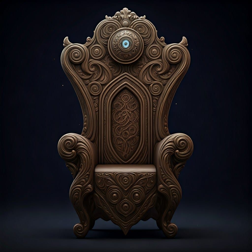 Majestic Carved Rebbe's Chair in 3D Anime Style