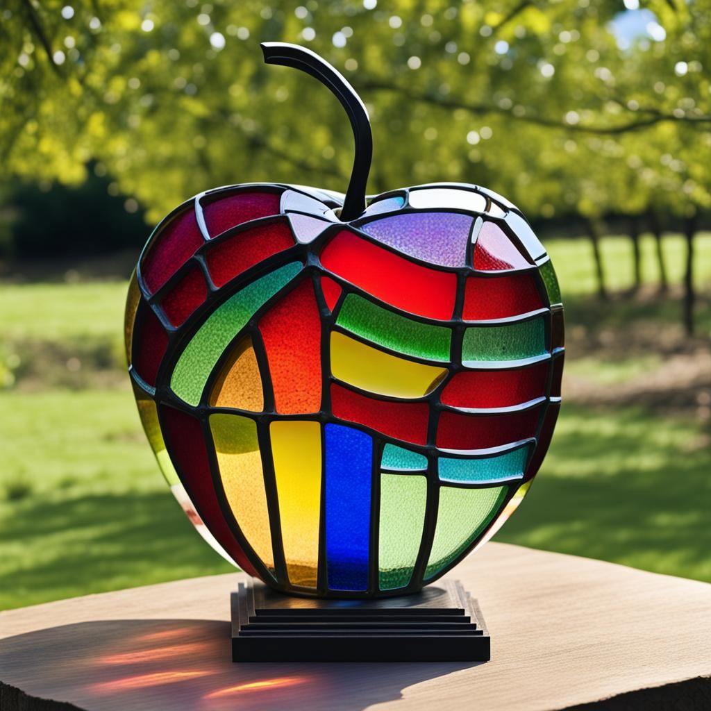 A stunning glass apple statue
