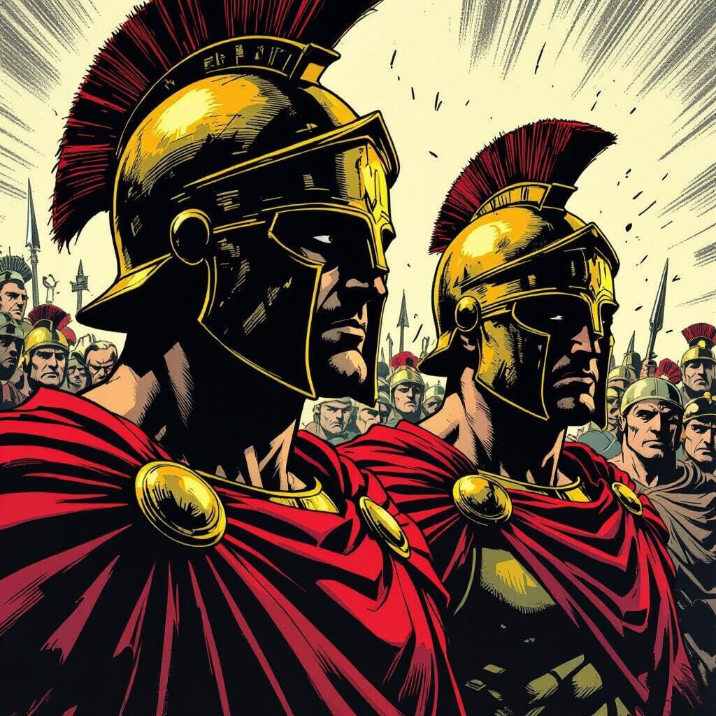 Brutus and Cassius Helmets Comic Style