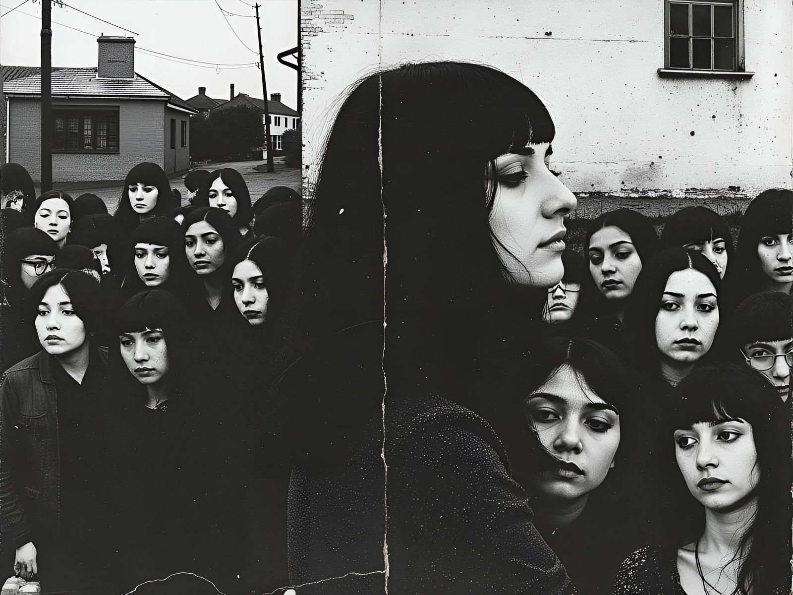 Expressionist Crowd Scene in Black Tones