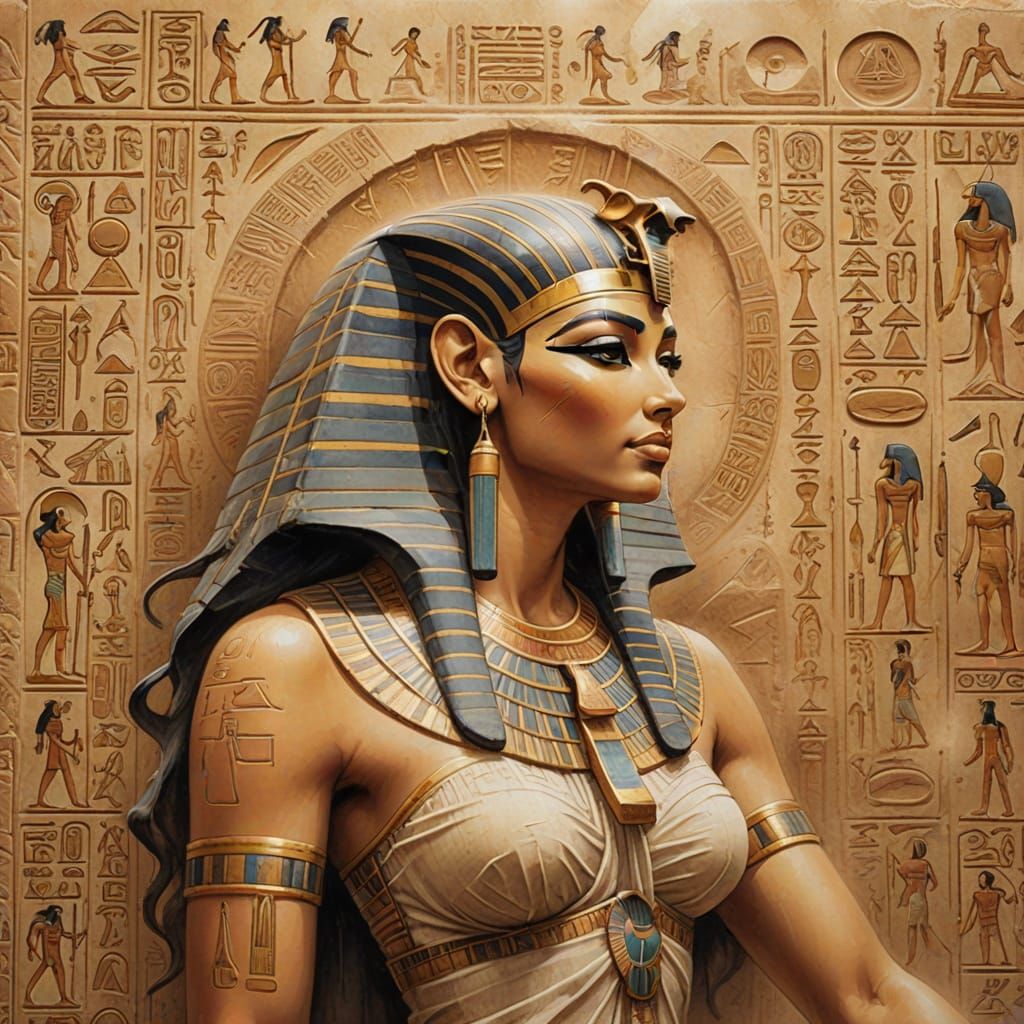 Hyperrealistic Egyptian Hieroglyphs on Stone Tablet