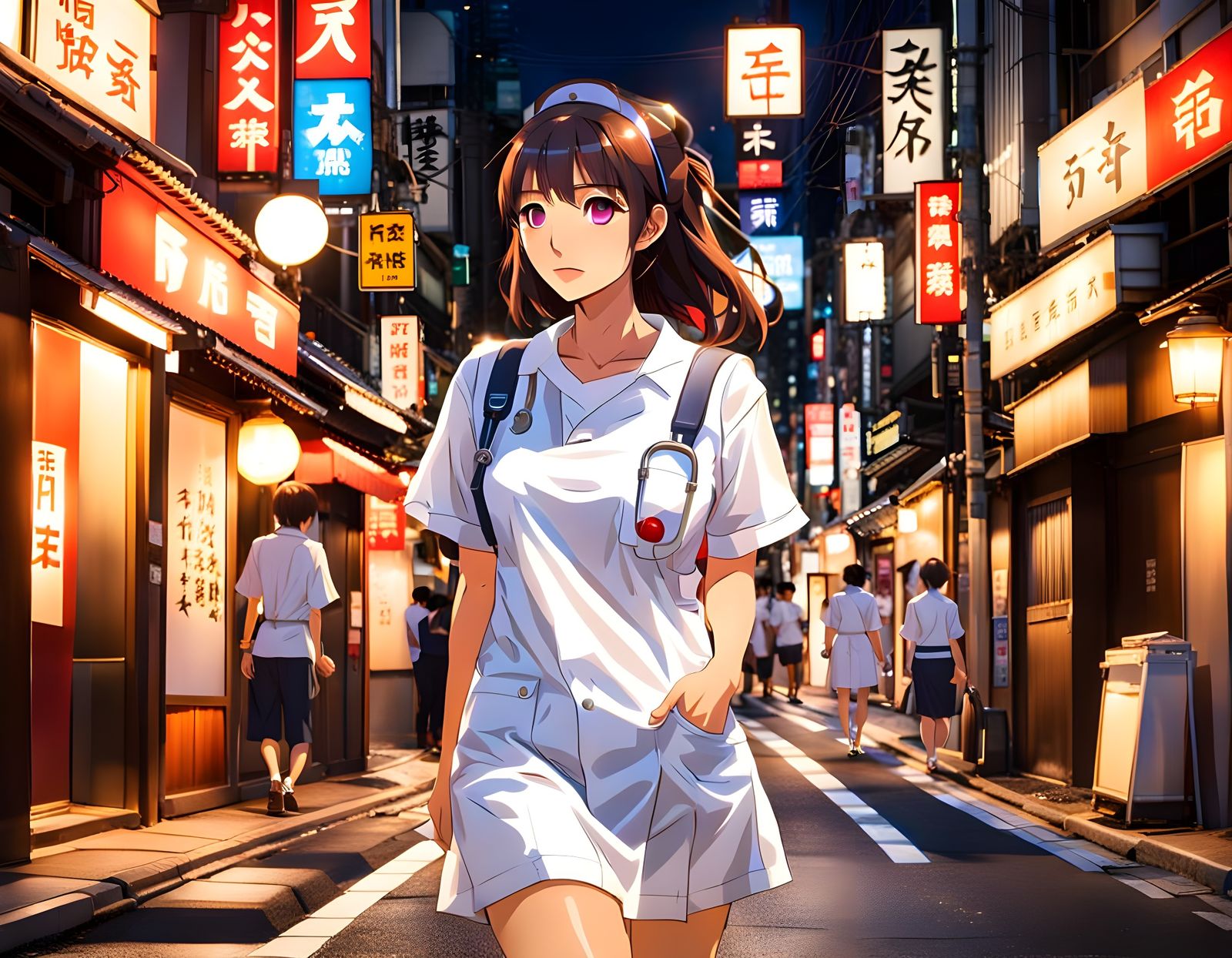 Sultry Tokyo Night in Impressionist Style