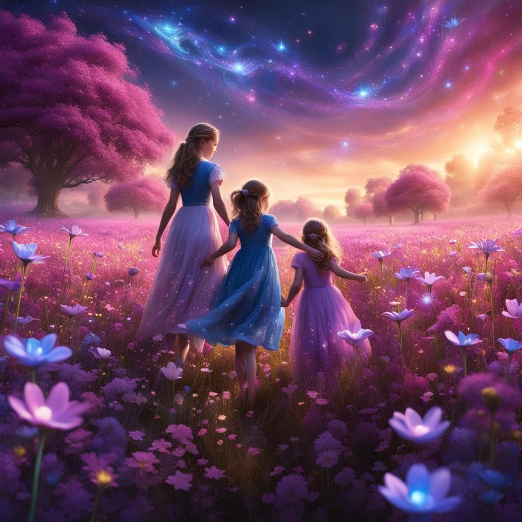 Family Fun in a Glittering Flower Field