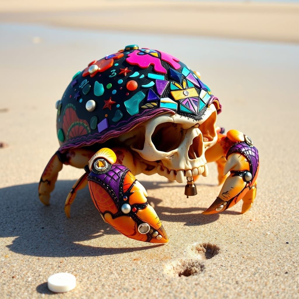Psychedelic Hermit Crab Shell Art