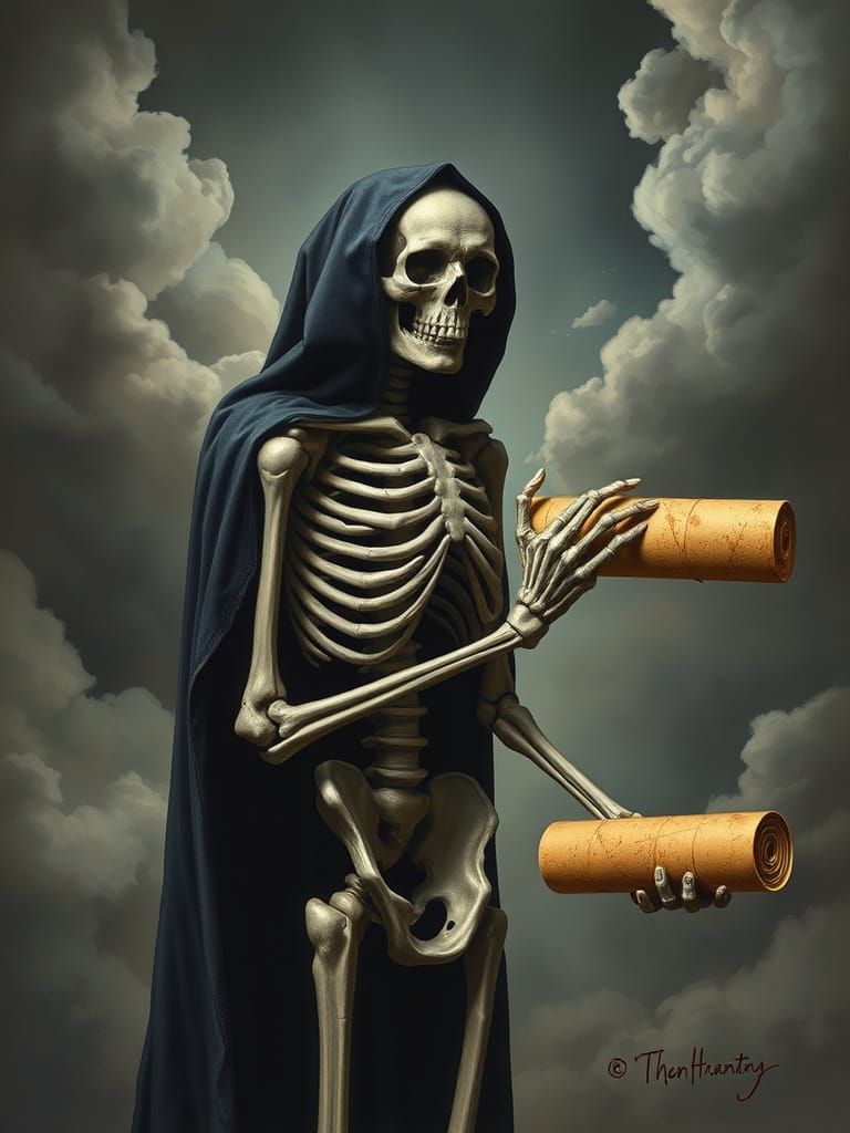 The Grim Reaper in a Darkened Sky
