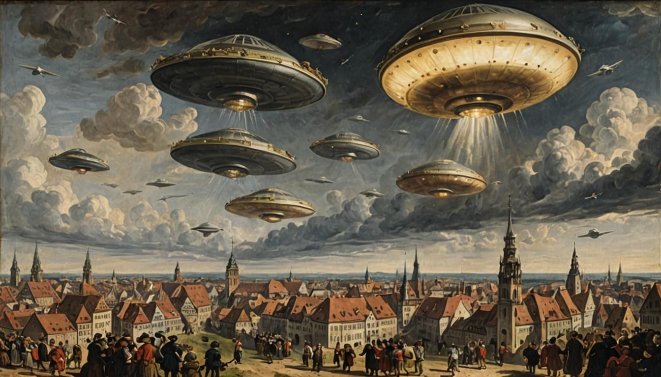 invasion of many flying saucers over Nuremberg 1651