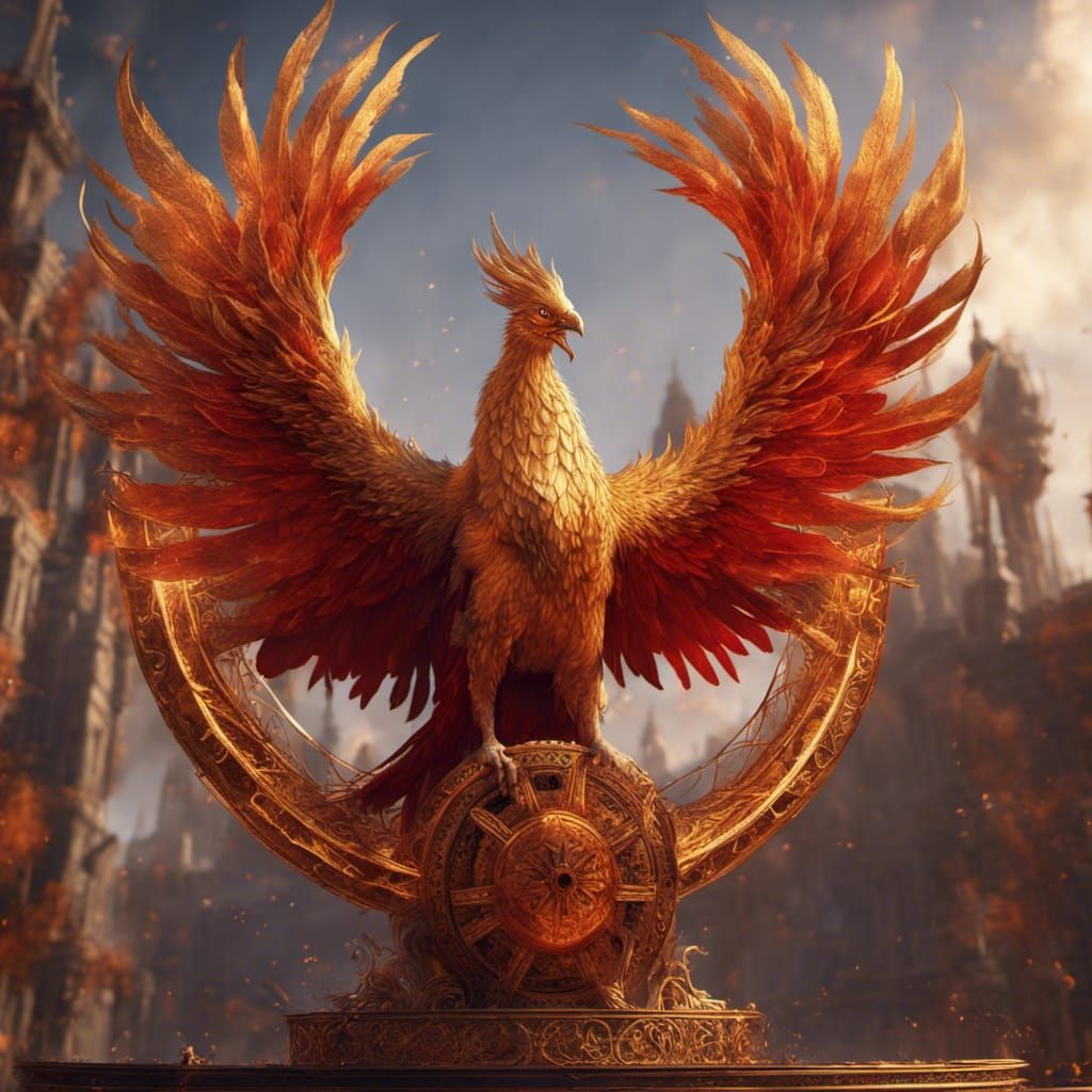Fiery Golden Phoenix Fantasy Concept Art