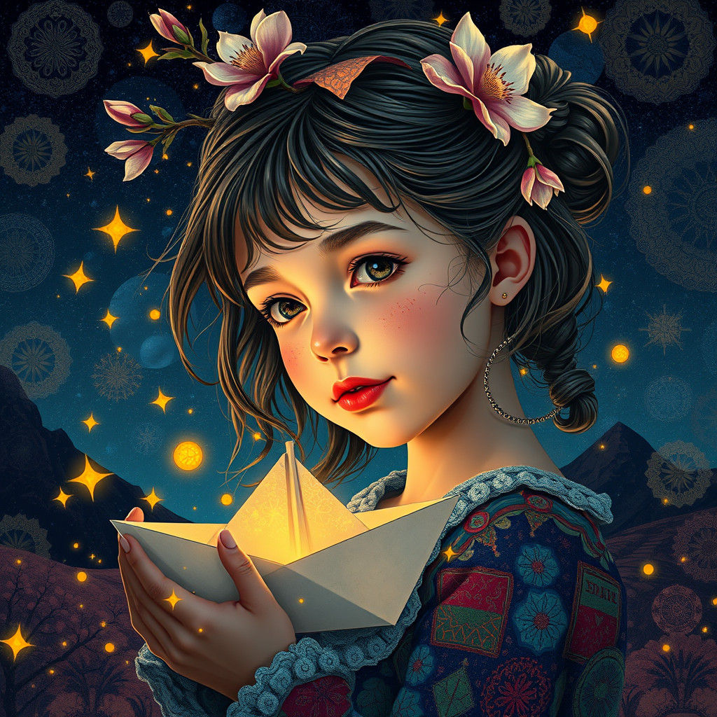 Surreal Portrait in Synthwave Style with Christmas Theme