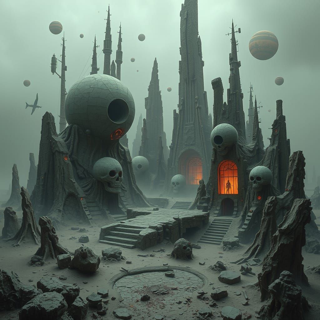 Eerie Surreal Dreamscape with Distorted Textures