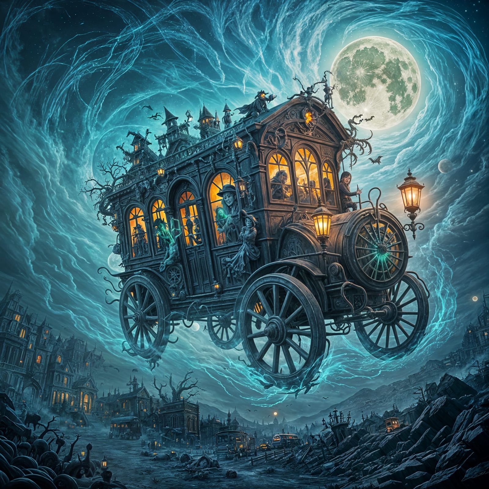 Halloween Town's Magical Portal Flies Through the Night