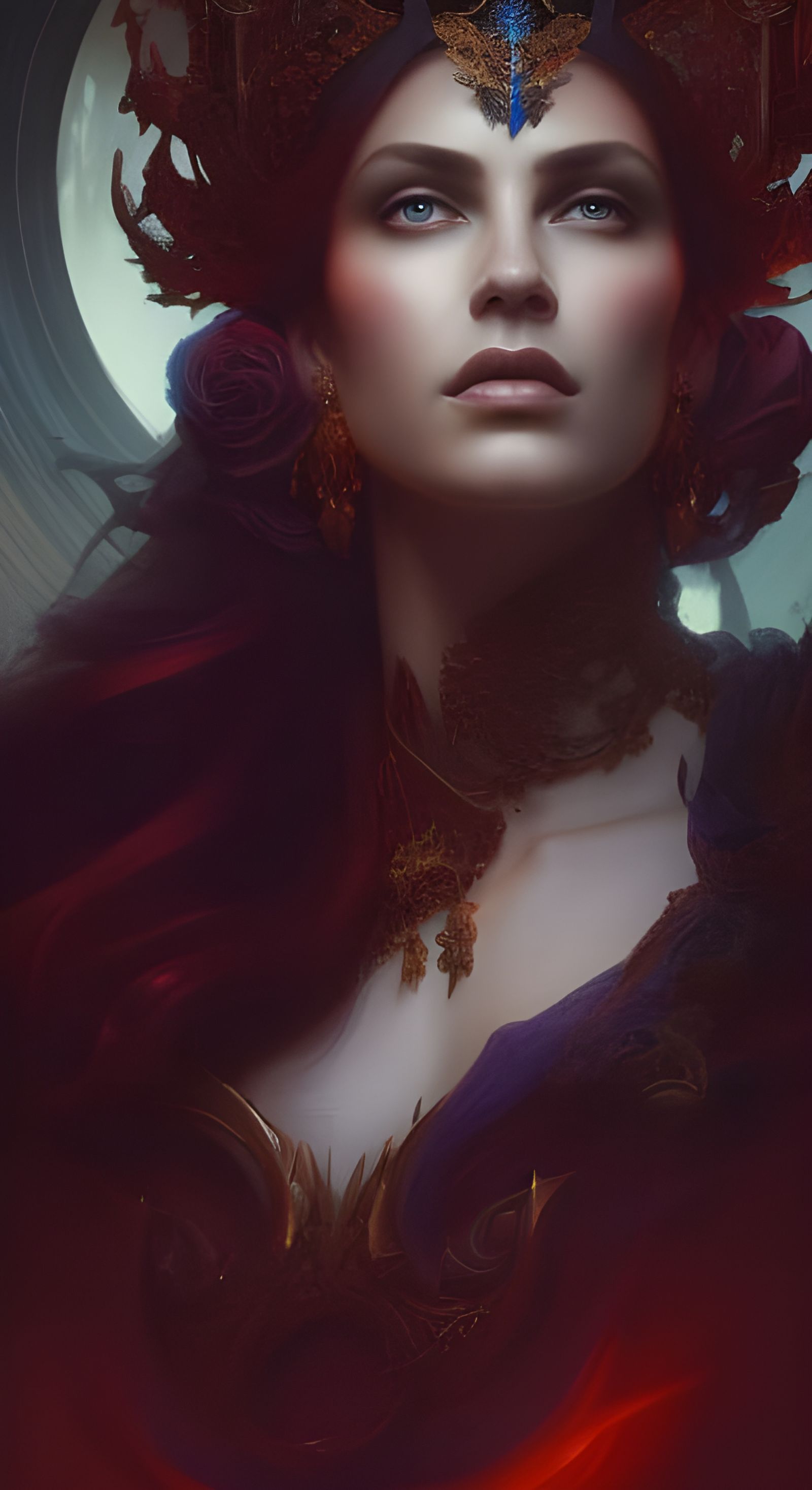 Celestial Queen Portrait in Hyperrealistic Style