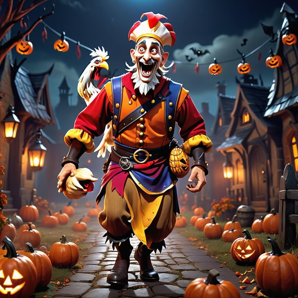 Leeroy Jenkins Halloween Costume in Spooky Scene