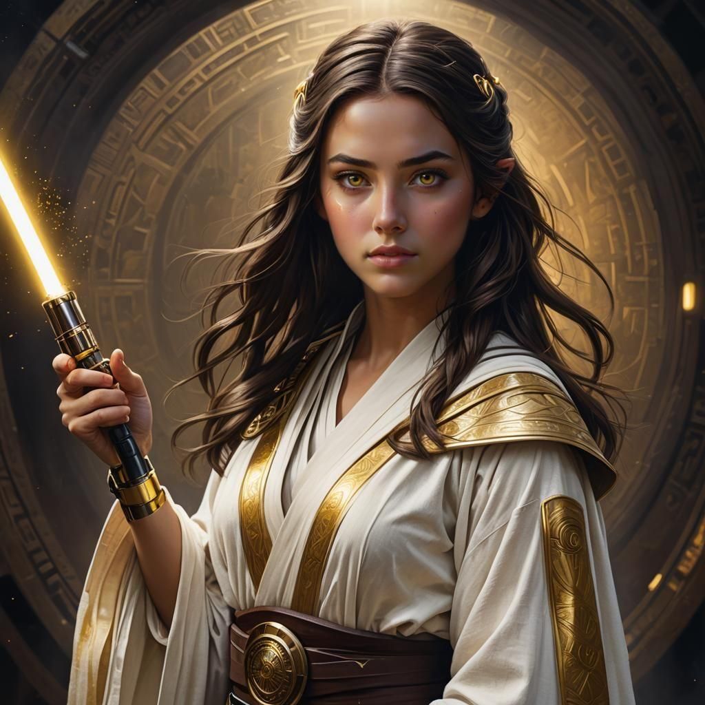 Hyperrealistic Jedi Teen Portrait in Matte Painting Style