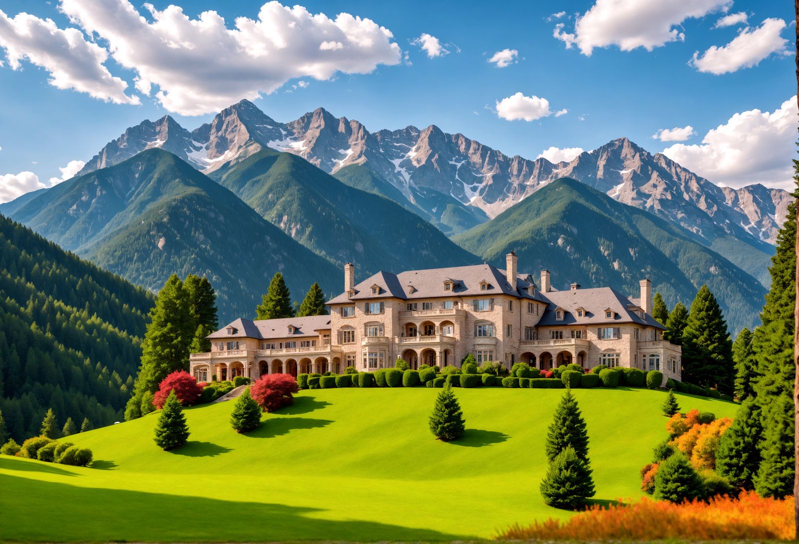 Hyperrealistic Mountain Mansion in HDR