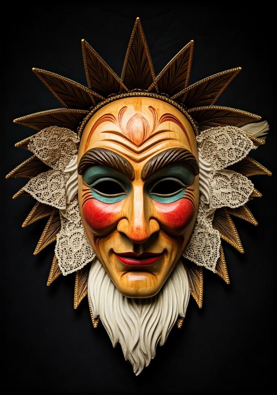 Ornate Wooden Mask Inspired by Swabian Folklore