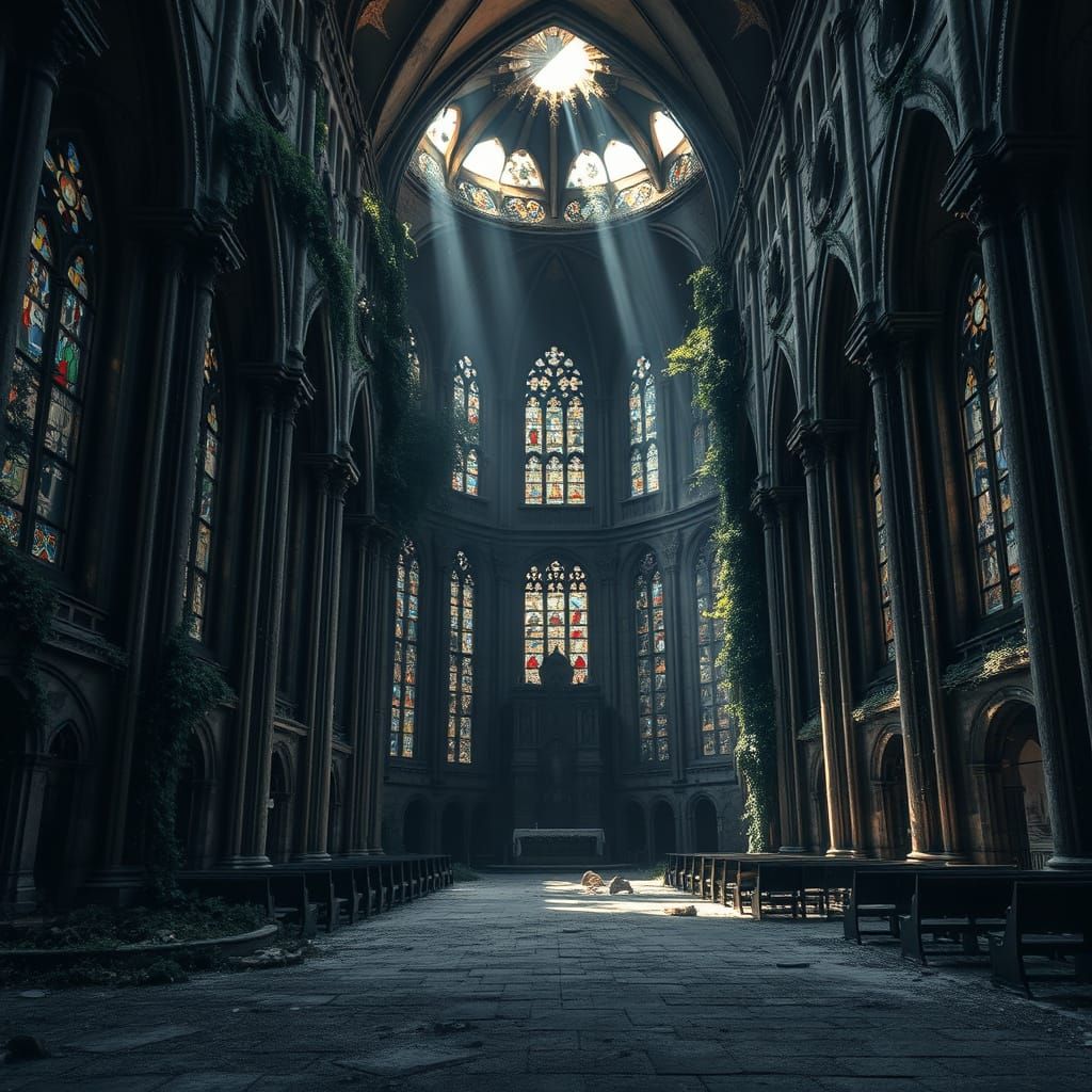 Gothic Cathedral Ruins in a State of Elegant Decay