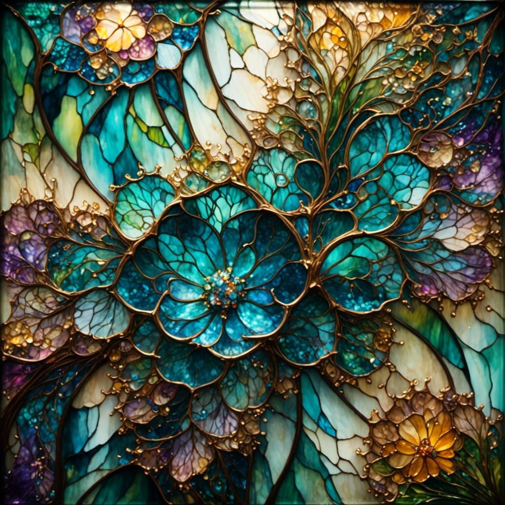 Fantasy Voronoi Flower in Glass Style