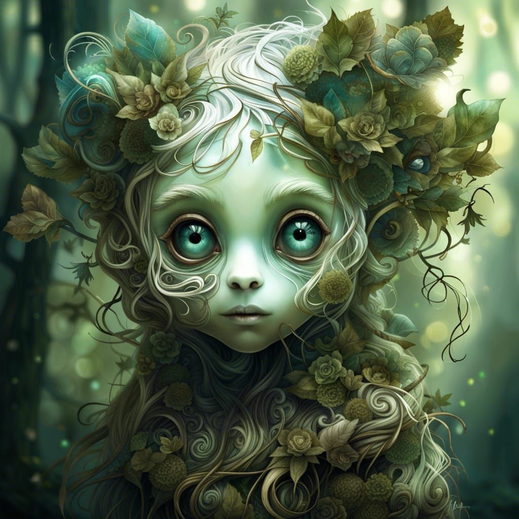 Cute Forest Ghost Girl in Dreamcore Style