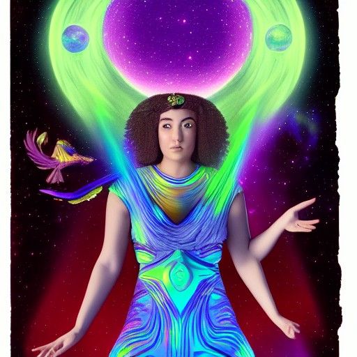 Goddess of School Supplies in Astral Illustration