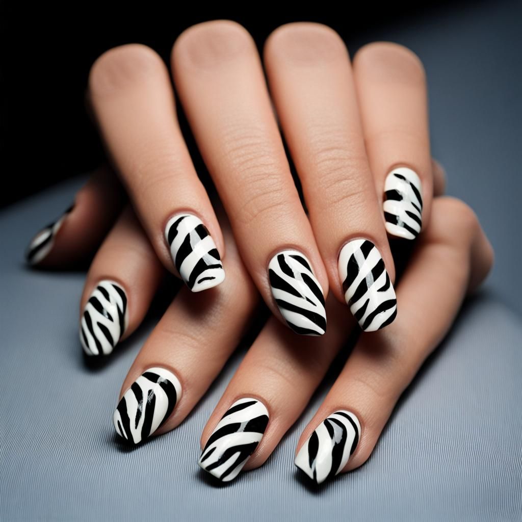 Bold Zebra Print Nail Art Design