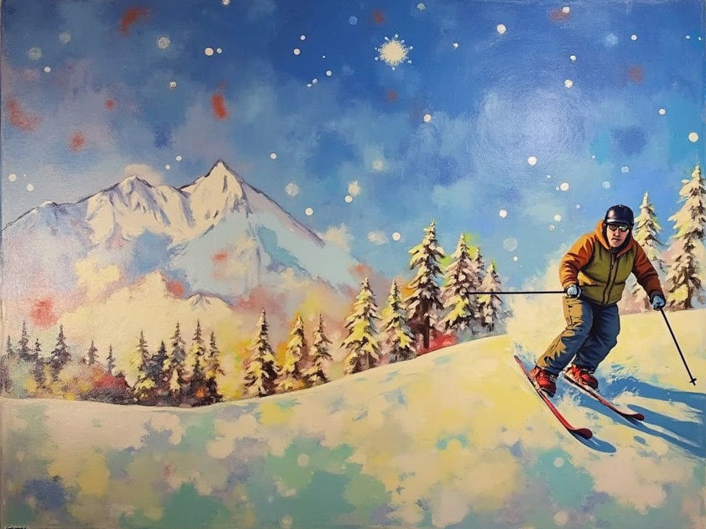 Skier Portrait in Vibrant Pop Art Style