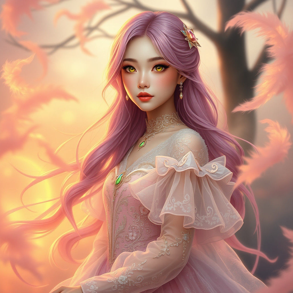 Ethereal Asian Princess with Heterochromatic Eyes