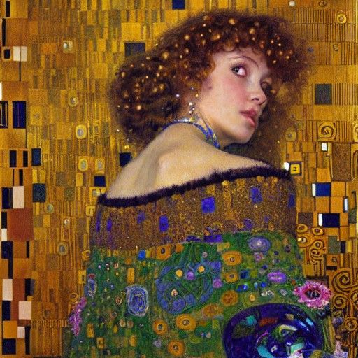 Colorful Portrait in Klimt-Inspired Style
