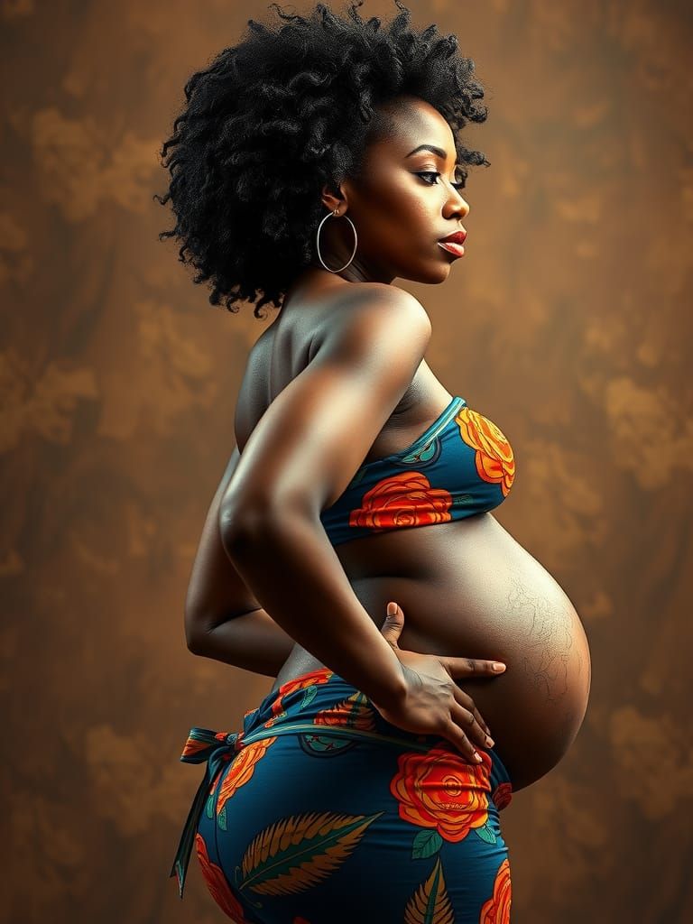 Pregnant Goddess Portrait in Pop Art Style