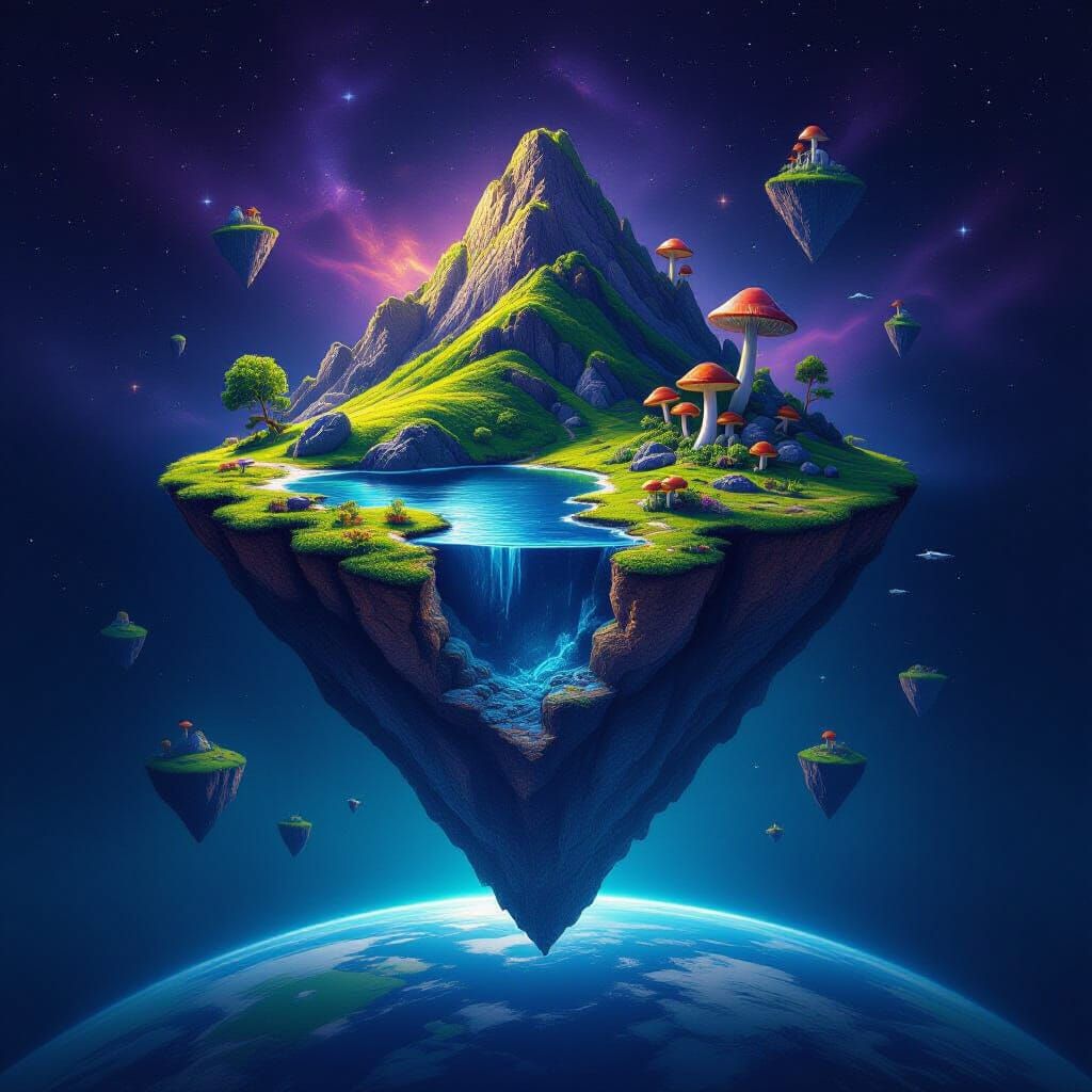 Floating Inverted Island in Alien Space